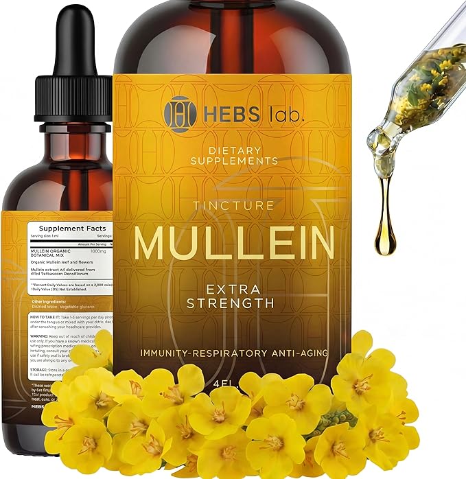 Mullein Leaf Extract for Lung Cleanse and Health - Mullein Drops Made in USA - Lung Support Supplement - Herbal Respiratory Support - Mullein Extract Tincture 4 Fl Oz