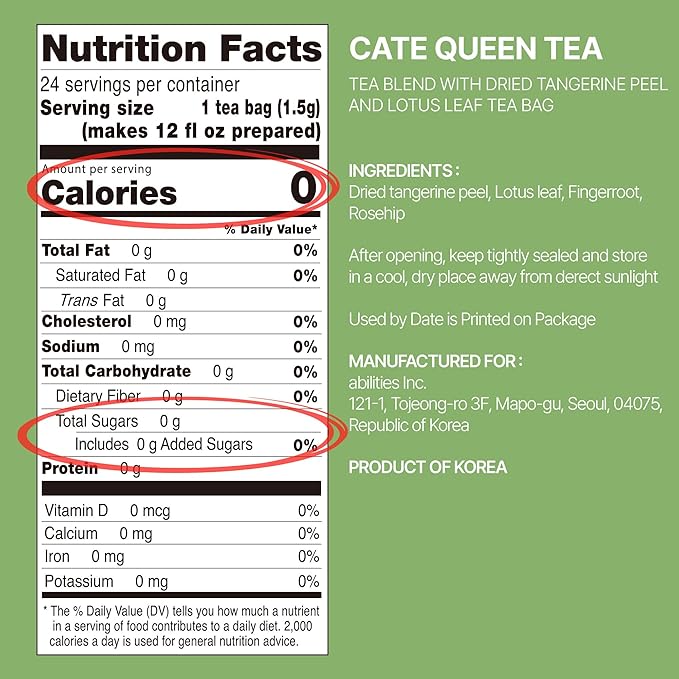 Odada CateQueen Herbal Tea – Natural Catechin Antioxidant &amp Digestive Support from Lotus Leaf Feel Light Calm and Revived Caffeine-Free Korean Wellness Blend (24 Tea Bags)