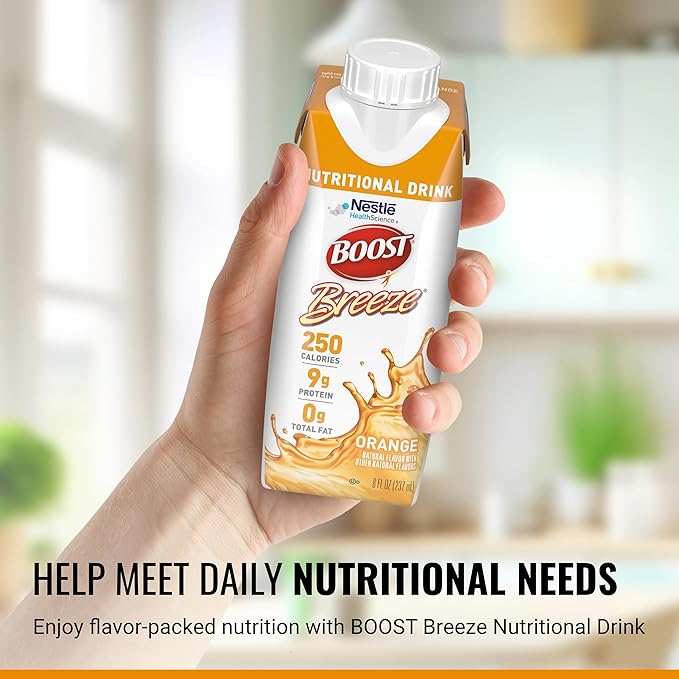 Boost Breeze Clear Nutritional Drink 9g Protein 250 Nutrient-Rich Calories 2 Flavor Variety Case (Orange + Wildberry) 8 Fl Oz (Pack of 24)