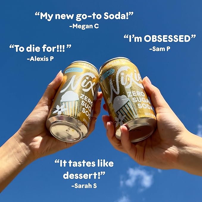 Nixie Organic Zero Sugar Soda Cream Soda &amp Root Beer 0 Sugar 0 Calories Healthy Soda Pop Non-GMO 12oz Cans (24 Pack)