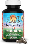 Yerba Prima Bentonite Clay Plus Herbal Detox 100 Veg Capsules - Food Grade Clay from The Great Plains USA - Colon &amp Liver Cleanse Supplement with Calcium Clay