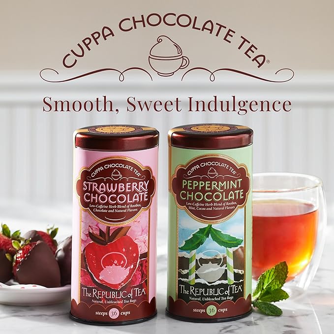 The Republic of Tea – Strawberry Cuppa Chocolate Tea Bags Low-Caffeine 250 Servings