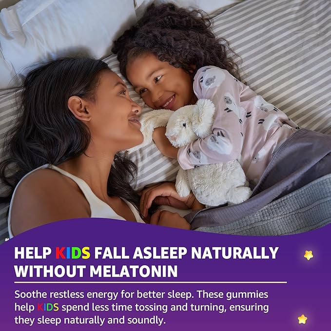 Kids Sleep Gummies - Magnesium Glycinate for Kid Melatonin Free Nighttime Gummies | with Vitamin C for Immune Calcium &amp D3 for Growth | GummieJel Liquid-Filled Melatonin Alternative 60ct