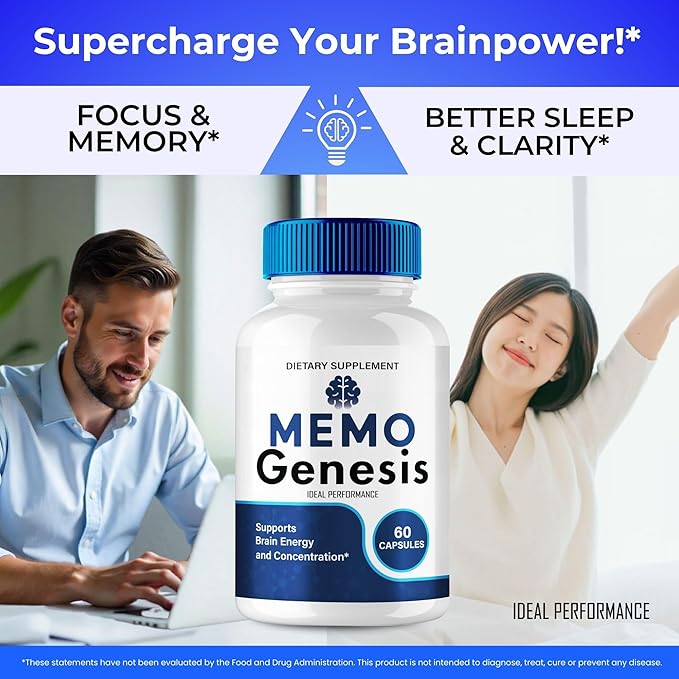 Memo Genesis Capsule Official Memo Genesis Reviews Brain &amp Memory Supplement Pills Advanced Formula Nootropic Pills Brain Health Support &amp Cognitive Health MemoGenesis Capsules (3 Pack)