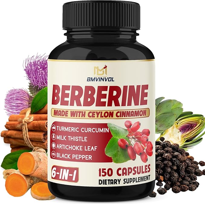 Berberine with Ceylon Cinnamon Turmeric Milk Thistle Artichoke Black Pepper - 150 Count - Pack of 1