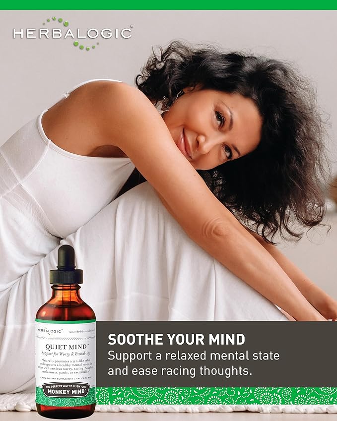 Herbalogic - Quiet Mind Liquid Herb Drops - Non-Sedating Promotes a Feeling of Zen-like Calm - Eases Anxious Worry and Panicky Mood - Based on the Traditional Chinese Formula Gui Pi Tang - 4 Fl. Oz.