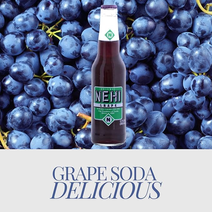 Nehi Grape Soda | Real Cane Sugar | Caffeine Free | Throwback Retro Bottle | 12 oz Glass Bottles with Crazy Soda Pop Bottle Opener (6 Pack)