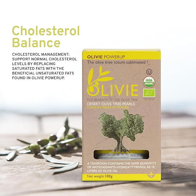 Organic Olive Leaf Extract Capsules PowerUp Pearls by OLIVIE Hydroxytyrosol Supplement Antioxidant Polyphenols Immune &amp Brain Support 100g
