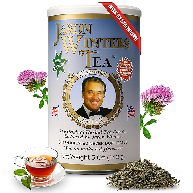 Jason Winters Classic Blend Herbal Tea with Chaparral - 5oz Loose Leaf Herbal Tea - Red Clover Tea &amp Herbalene Special Spice - Original Jason Winters Tea Blend