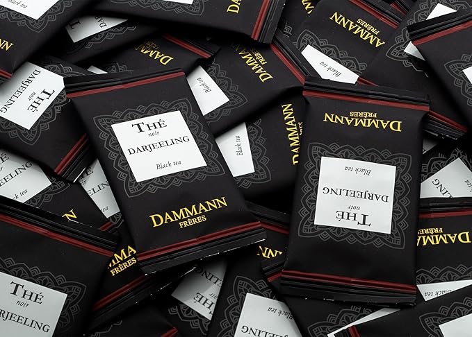Dammann Freres Satchets Darjeeling Tea Bags Premium French Gourmet Black Tea Individually Wrapped 24 Count (Single Pack)