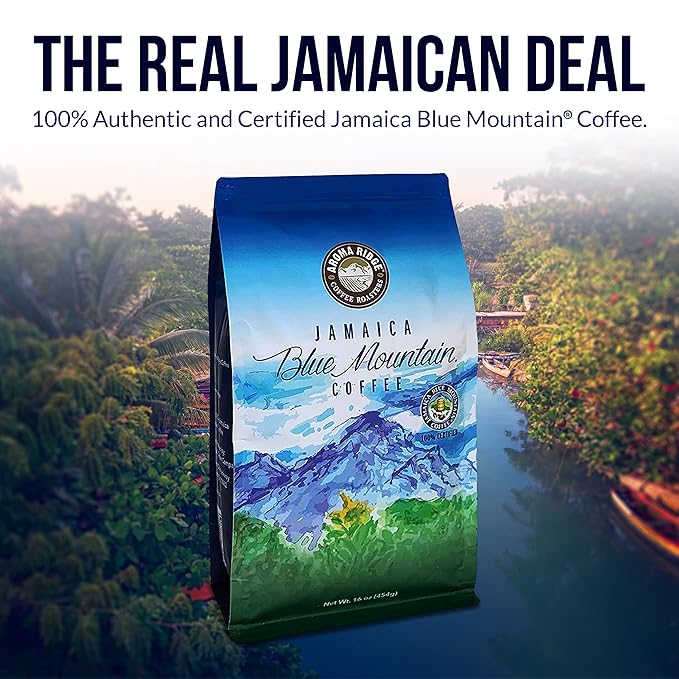 Jamaica Blue Mountain Ground Coffee | 1 LB Coffee Medium Roasted - Certified and 100% Wallenford Authentic Jamaican Blue Mountain Coffee Beans with a Smooth Milk Chocolate Finish | Grade 01 | Aroma Ri
