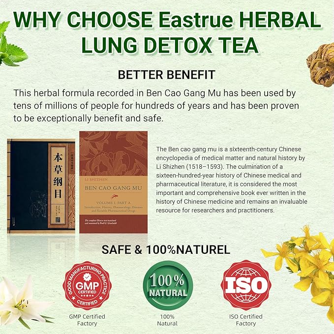 Orangic Mullein Detox Tea for LungsSmokerRespiratory Support-Pure Mullein Leaf Herbal Tea for Lung Cleanse18 Premium Herbs BlendBreath Easy TeaCaffeine Free100% Natural30 Tea Bags