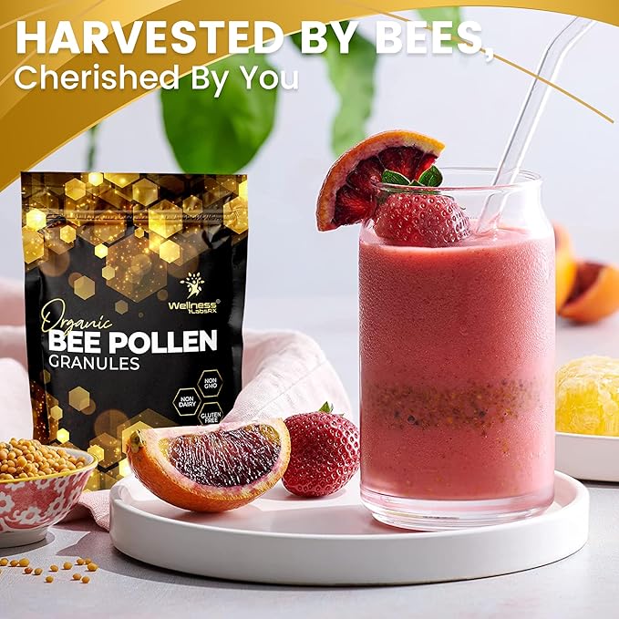 Organic Bee Pollen Granules 2 Lbs - Bee Pollen Supplement Super Food Packed with Proteins Vitamins &amp Minerals Gluten-Free - Immune Support Energy Boost and Digestive Wellness USA Made 2 Packs