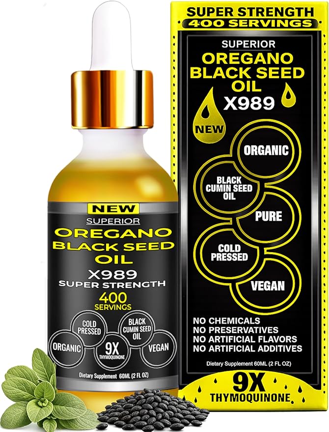 Oil Of Oregano With Black Seed Oil - 400 Servings 2 in 1 Wild Oregano Oil with Black Seed Oil Drops Organic Supplement Alternative to Oregano and Black Seed oil Gel Capsules Non-GMO Vegan