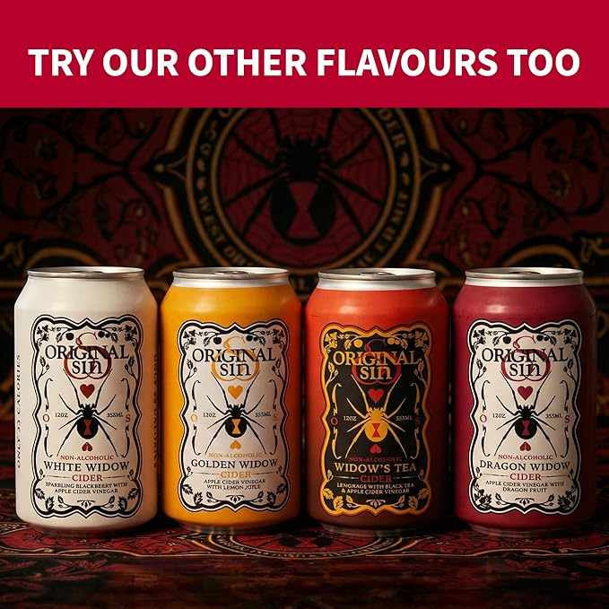 Original Sin Non Alcoholic Cider - Variety PAck | Sparkling Apple Cider Vinegar Drink with 25% Fruit Juice | Sugar Free Non Alcoholic Drinks- 4 Flavours with 3 Cans Each
