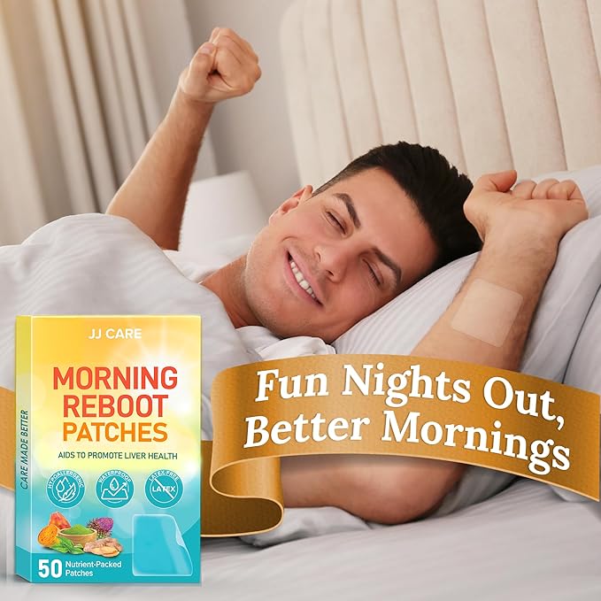 JJ CARE Morning Reboot Patch 50 pcs Individually Wrapped (with 7 pcs B12) Wake Up with EaseBest Before &amp Post Party Skin-Friendly Recovery Formula