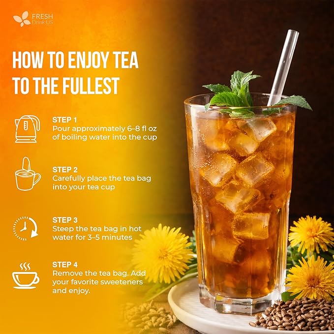 FreshDrinkUS Premium Dandelion Milk Thistle Herbal Tea | 135 Tea Bags | Herbal Blend with Dandelion Root &amp Milk Thistle Seed – Clean Plant-Based Daily Tea Naturally Caffeine Free. Sugar Free. Ve