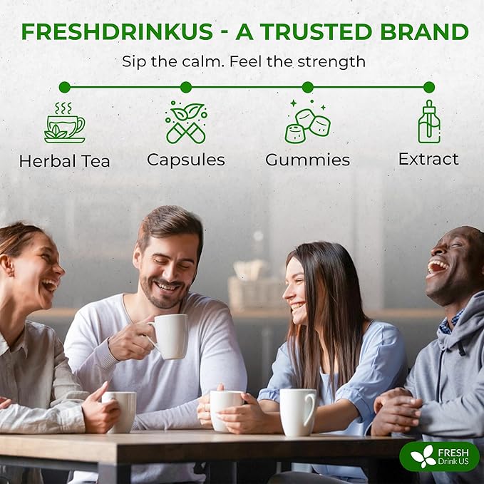 FreshDrinkUS Super Soursop Herbal Tea – 60 Tea Bags | Soursop Ginger Turmeric Lemongrass Cinnamon Black Pepper &amp Peppermint | Caffeine-Free Natural Flavor Plant-Based Blend | Sugar-Free