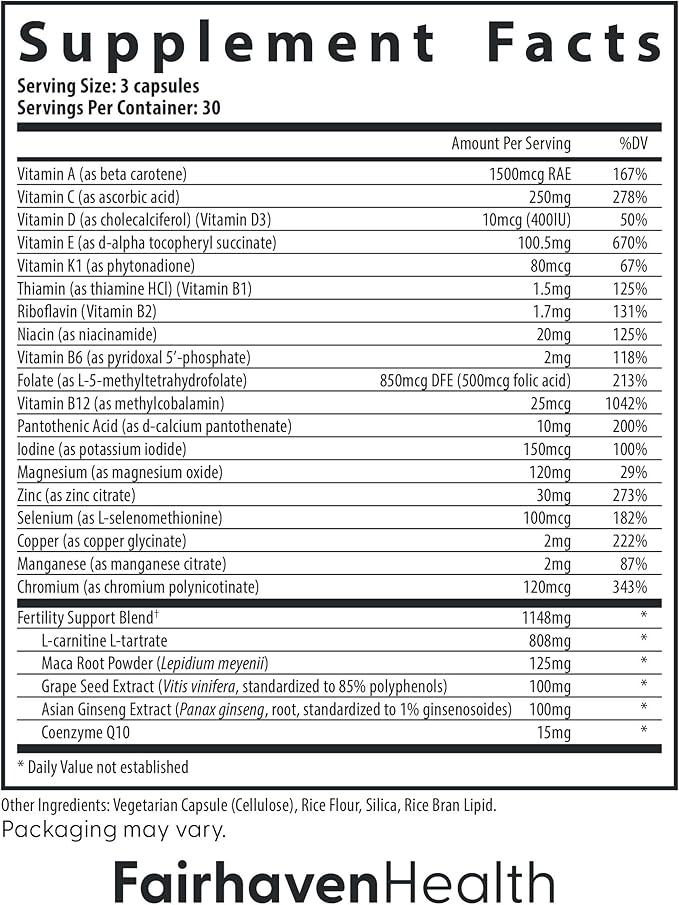 Fairhaven Health 3 Month Supply FertilAid for Men Prenatal Male Fertility Supplement | Count and Motility Support Pre Conception for Him | Fertility Support Includes Zinc and Folate | 90 Capsules