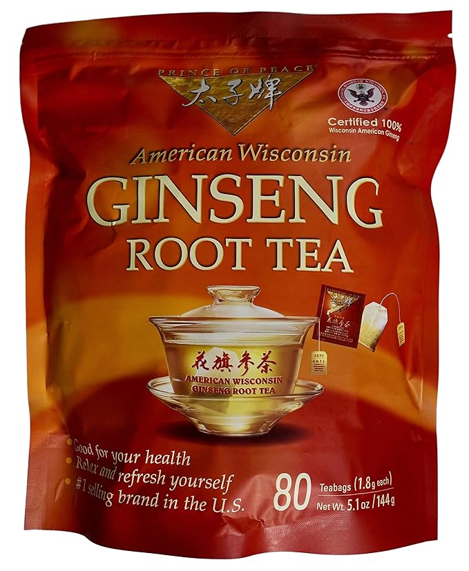 Prince of Peace 100% American Wisconsin Ginseng Root Tea 80 Tea Bags