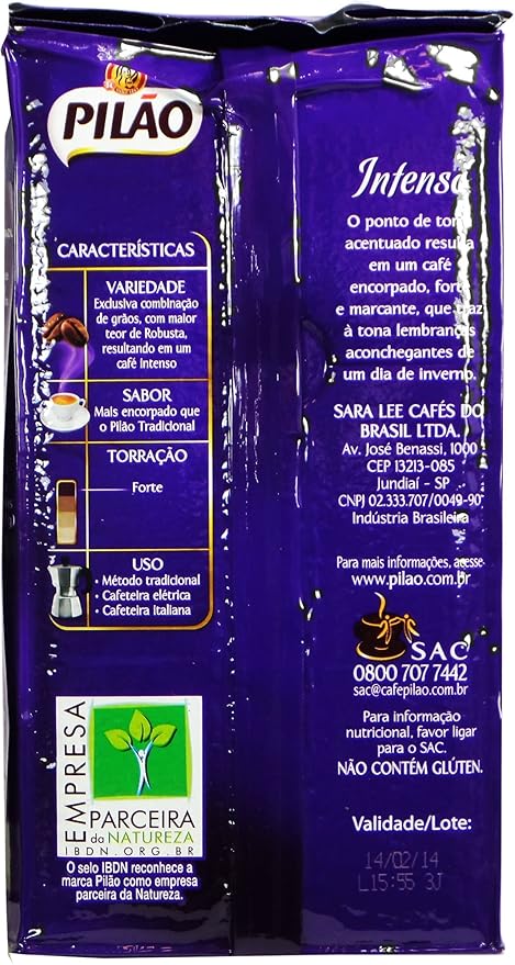 Pilão - Coffee Rost and Ground - Intense - 17.63 Oz (PACK OF 02) | Café Torrado e Moído - Intenso - 500g