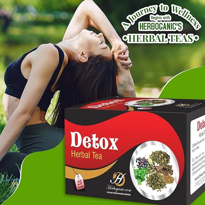 Herboganic Detox Herbal Tea - Wide Variety of Flavors and Benefits | Natural Ingredients | Digestion Support Immune Boost and More | 60 Tea Bags