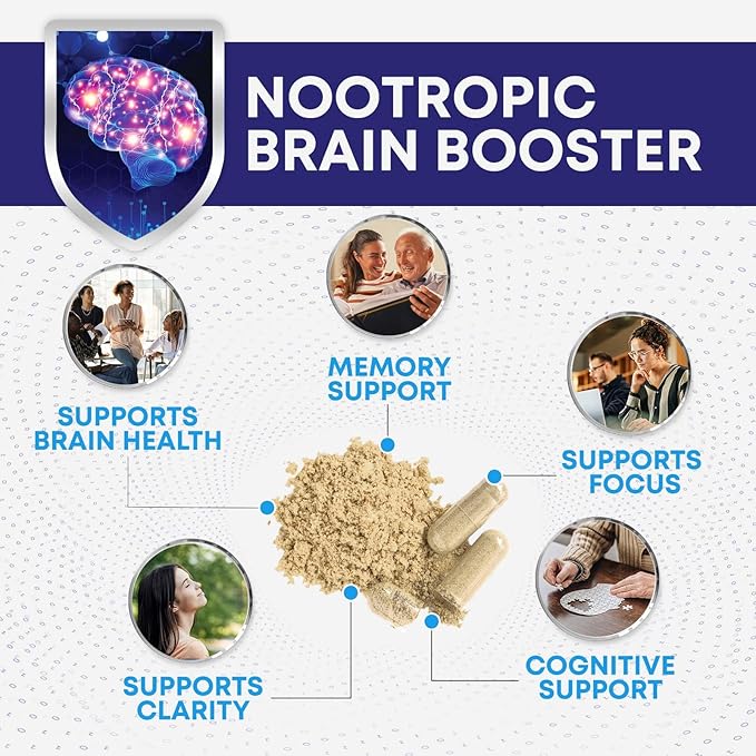 Brain Memory Supplement Pills - 3X Strength Nootropics for Concentration Clarity &amp Focus Support - Brain Health Cognitive Vitamins with Bacopa Phosphatidylserine &amp DMAE Brain Booster - 240
