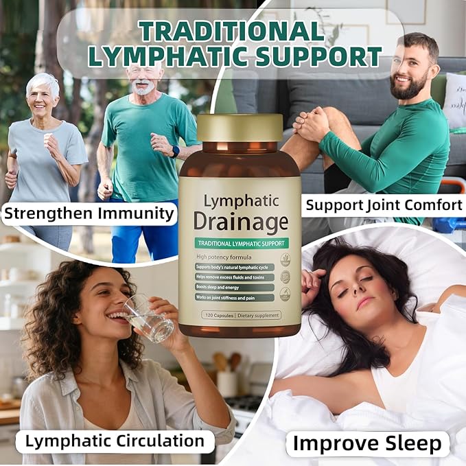 Lymphatic Drainage Capsules 120 Capsules New Maximum Potency Formula 2 Month Supply with Dandelion Extract Cleavers Extract - Supports Cellulite Reduction Lymphatic Drainage &amp Immune Health