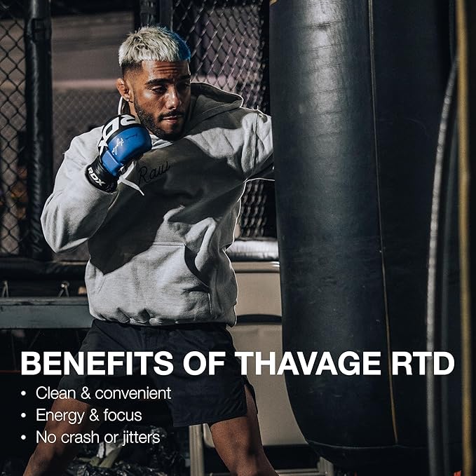 RAW Ready to Drink Pre-Workout Drink Orange Crush - BUM Thavage RTD Preworkout Shakes - Energy Supplement Drinks with Beta Alanine L-Citrulline &amp Caffeine - Zero Sugar