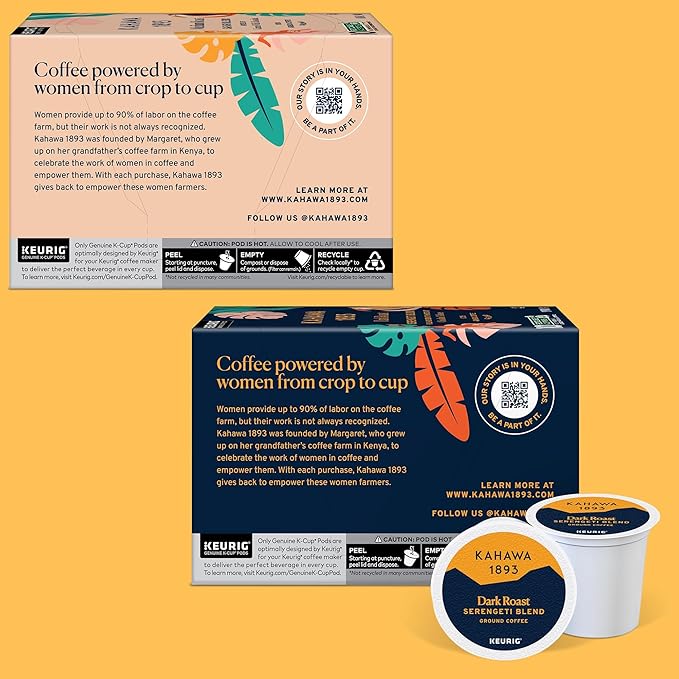 Kahawa 1893 Variety Pack Coffee K-Cup Pods - Safari &amp Serengeti Blend (40 Count) - As Seen on Shark Tank 2 Boxes Medium Roast + 2 Boxes Dark Roast Ethically &amp Sustainably Sourced