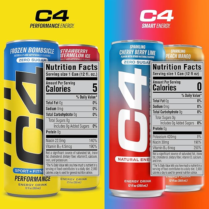 C4 Energy &amp Smart Energy Drinks Variety Pack Sugar Free Pre Workout Performance Drink &amp C4 Energy Drink Skittles Carbonated Sugar Free Pre Workout Performance Drink