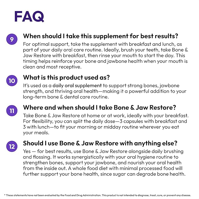 Bone &amp Jaw Restore – Calcium Supplements with Vitamin D3 K2 &amp Magnesium | Non-GMO | Bone Builder &amp Nutrition Support for Women &amp Men | Density Support Formula | 180 Capsules Bottle