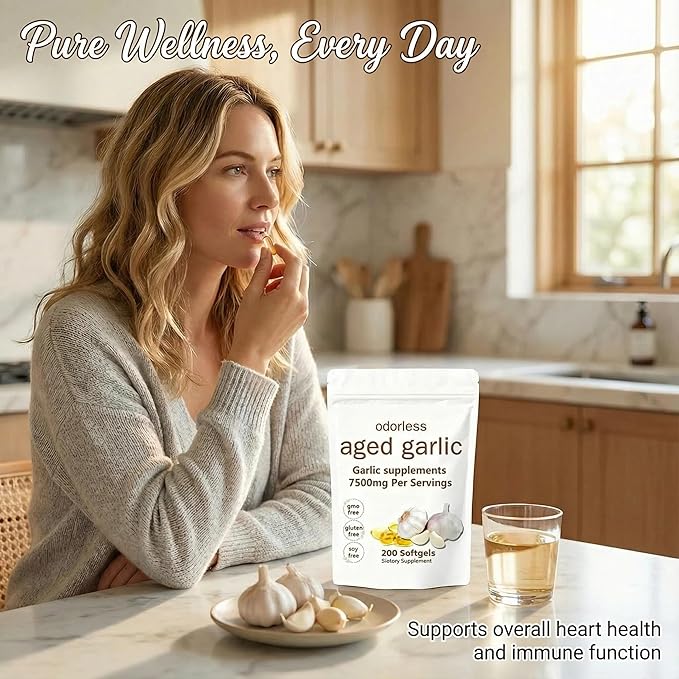 Primus Aged Garlic Extract 7500mg Odorless –200 Softgels | Organic Non-GMO Gluten-Free | Daily Immune for Adults(1pcs)