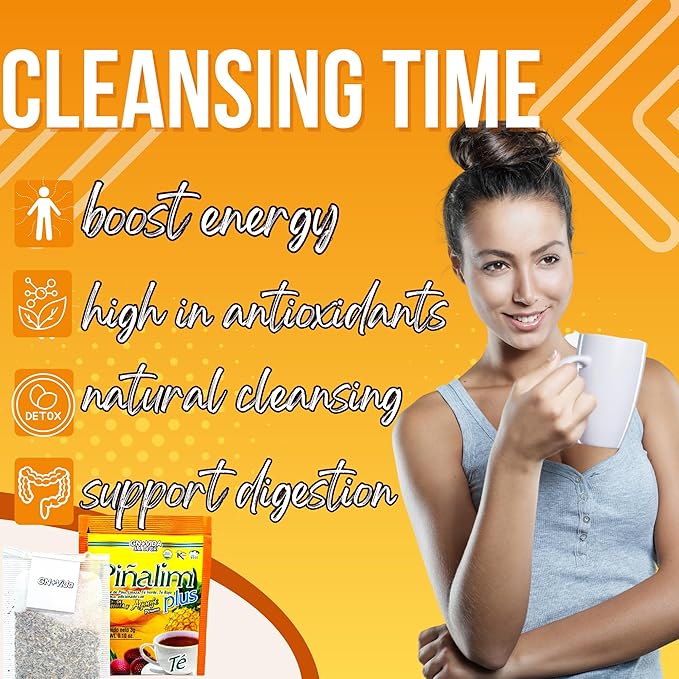Pinalim Plus Tea Enhanced with Aguaje Peruano and Artichoke Heart la formula Original de Pinalim Mas Aguaje y Corazon de Alcachofa Mas Fuerte Healthy Antioxidant Formula Caffeine Free All Natural Cle