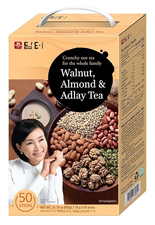 Damtuh Korean Grain Drink Mix Bundle – Walnut Almond Adlay Tea Powder (Job’s Tears/Yulmu) + 12-Grain Misugaru Multigrain Powder Latte-Style Drink Caffeine-Free 18g x 50 / 20g x 40 Stick Packs