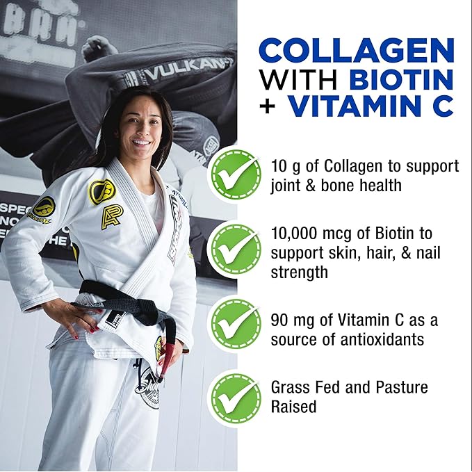 ALLMAX Collagen Powder Grass Fed &amp Pasture Raised – with Biotin (10000 mcg) &amp Vitamin C (90 mg) (440 Grams Chocolate)