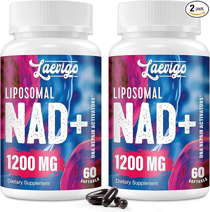 Liposomal NAD+ Supplement 1200mg High Absorption Cellular Energy &amp Mitochondrial Support NAD Plus for Longevity &amp Vitality Anti-Aging Formula 120 Softgels