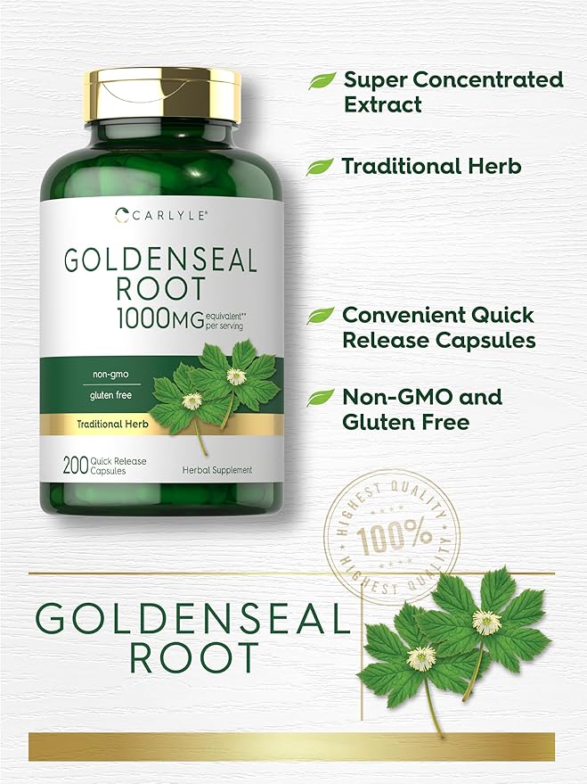 Carlyle Goldenseal Root Capsules | 200 Count | Traditional Herb Supplement | Non-GMO Gluten Free