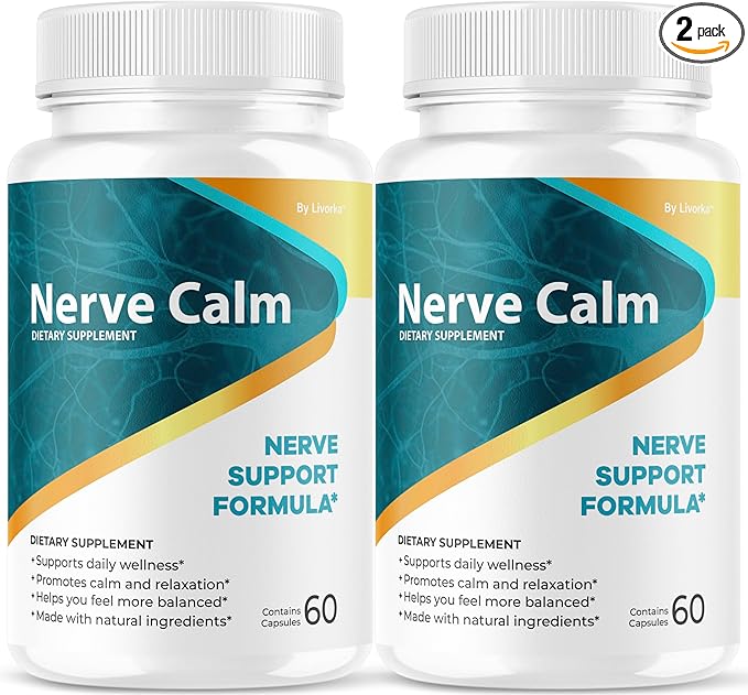 (2 Pack) Nerve Calm Capsules - Official NerveCalm Premium Formula Supplement Pills Advanced Support Formula for Wellness &amp Overall Health All Natural Nerve Calm Reviews 120 Capsules for 2 Month