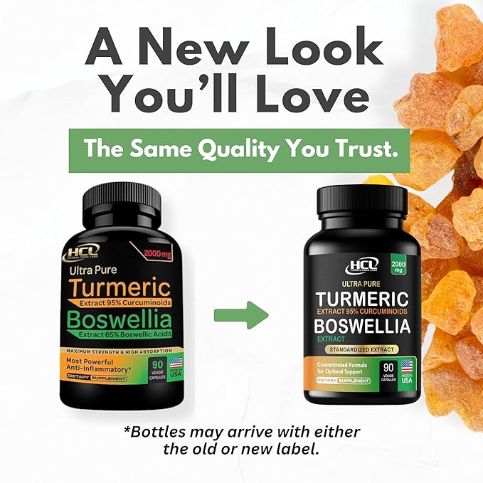 Turmeric Boswellia Extract Supplement 2000 mg – Extra Strength Boswellia Serrata with Turmeric Curcumin - 95% Curcuminoids with Boswellia Extract Capsules - Standardized High Potency - Made in USA
