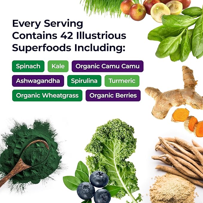 Paradise Herbs ORAC Energy Greens Apple Superfood Powder Over 40000 ORAC Antioxidants Organic Greens Berries Mushrooms &amp Probiotics Non-GMO Gluten-Free 25 Servings