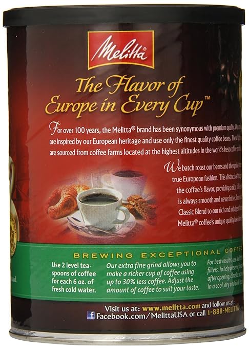 Melitta Coffee Classic Decaf Ground Medium Roast 10.5-Ounce Cans (Pack of 12)