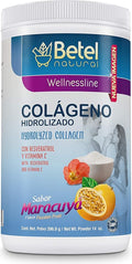Betel Natural Premium Hydrolyzed Collagen (Colageno) Powder Healthy Skin Hair and Nails Support - Maracuya (Passionfruit) Flavor