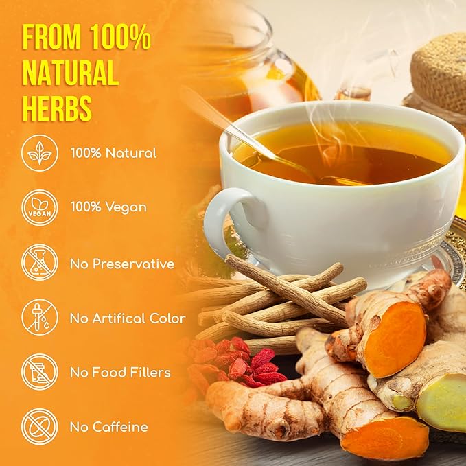 FreshDrinkUS Premium Harmony Herbal Tea | 60 Tea bags | 100% Natural Turmeric Hibiscus Ashwagandha Goji Berry Reishi Cinnamon &amp Orange Peel – Naturally Aromatic Caffeine-Free Tea