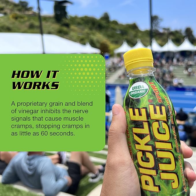Pickle Juice Sports Drink - Relieves Cramps Immediately - Electrolyte Pickle Juice for Day &amp Night Time Leg Cramp Relief - Organic &amp No Artificial Ingredients - 8.6 oz 24 Pack