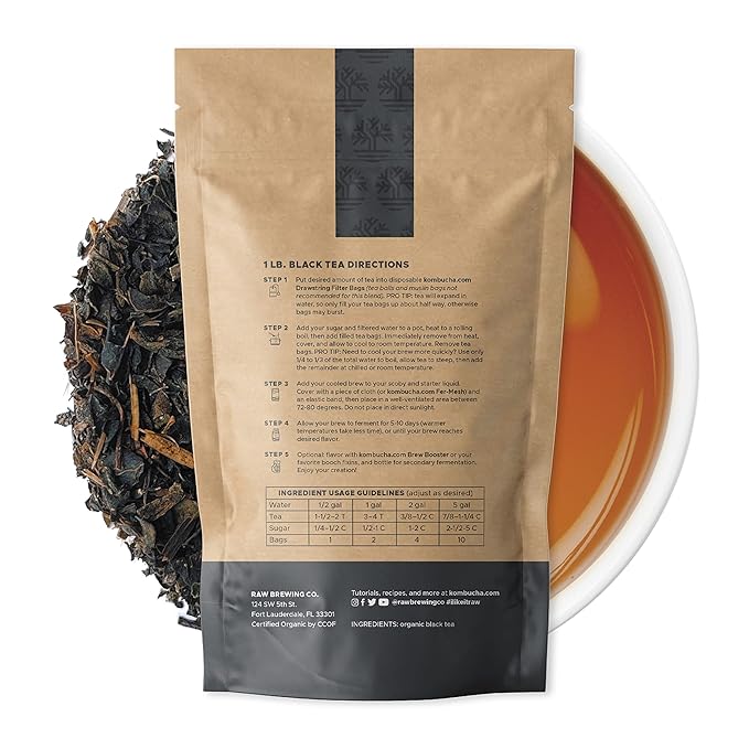 Kombucha.com Certified Organic Loose Leaf Tea - Kombucha Brewing Blends (Black Tea Blend 8 Ounce). Makes up to 25 gallons.