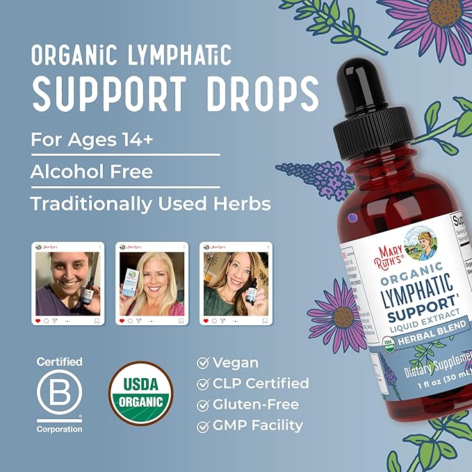 Lymphatic Support Drops by MaryRuth's | USDA Organic Lymphatic Cleanse Immune Support Supplement| Lymphatic Support with Echinacea &amp Elderberry | Blue Vervain | Vegan | Non-GMO | 30 Servings
