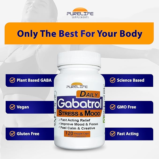 Gabatrol Daily – Plant Based GABA Supplement. Vegetarian and Vegan Friendly (120 Veggie Caps)
