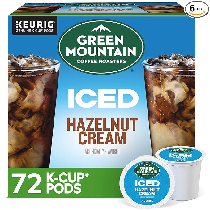 Green Mountain Coffee Roasters ICED Hazelnut Cream Single Serve Keurig K-Cup Pods Flavored Iced Coffee 72 Count