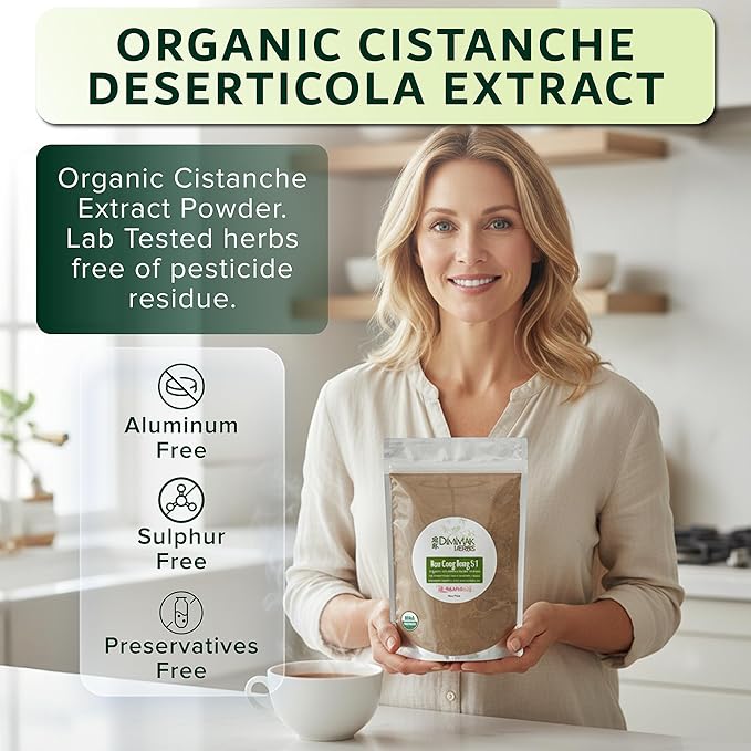 Dimmak Herbs Organic Cistanche Deserticola Extract 5:1 (Real Rou Cong Rong)- The Authentic Yang Tonic for Drive Strength &amp Kidney Health- Not Inferior Tubulosa- Doctor Verified (4oz)